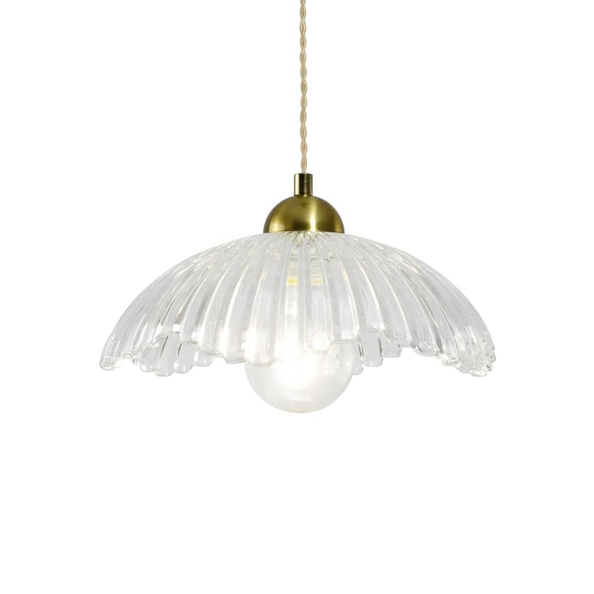 Suspension en verre strié, ADLEY Couleur transparent et doré <span itemprop=