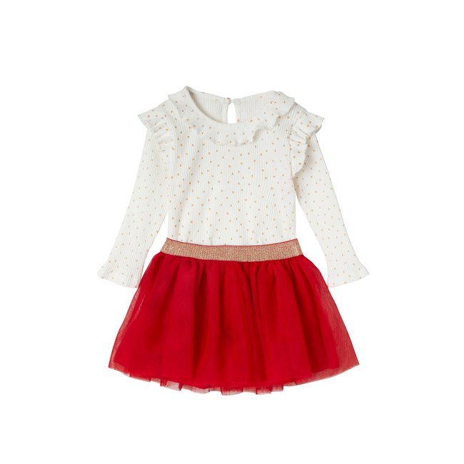 Coffret cadeau de Noël T-shirt étoiles et jupe en tulle ivoire imprimé <span itemprop=