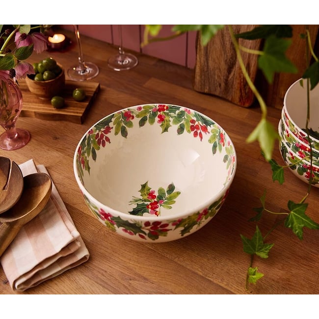 Botanic Garden Christmas Holly & Berries Salad Bowl, multi-coloured, PORTMEIRION