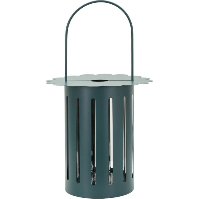 Lanterne en métal et verre découpes graphiques Couleur bleu pétrole <span itemprop=