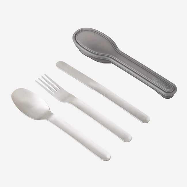 Ménagère plastique BLACK+BLUM Couleur argenté, argent <span itemprop=