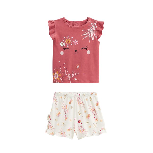 Pyjama enfant 2 pièces manches courtes Fiesta terracotta <span itemprop=