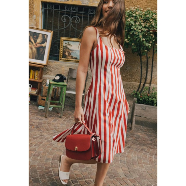 Robe Midi Rayée rouge <span itemprop=