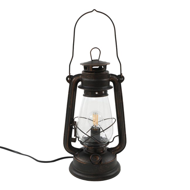 Lampe à poser en métal antique, Raisa Couleur rouille, transparent <span itemprop=