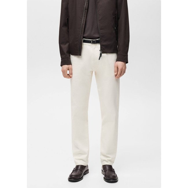 Jean selvedge tapered -fit blanc cassé <span itemprop=