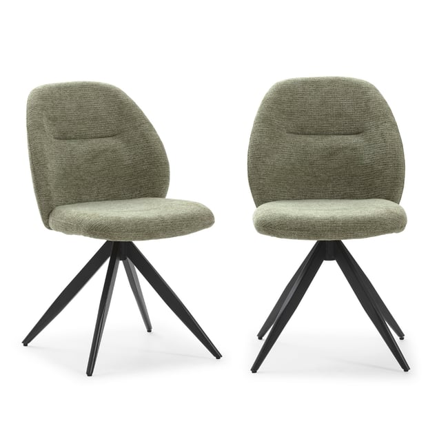 Lot de 2 chaises pivotantes en tissu avec pieds en métal noir L47 cm - TAMARA - CALICOSY