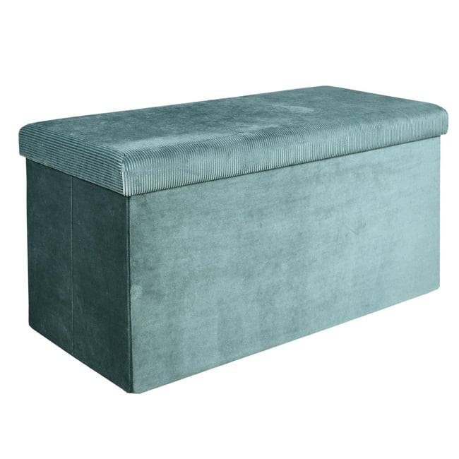 Banc coffre de rangement pliable en velours côtelé GIULIA bleu <span itemprop=