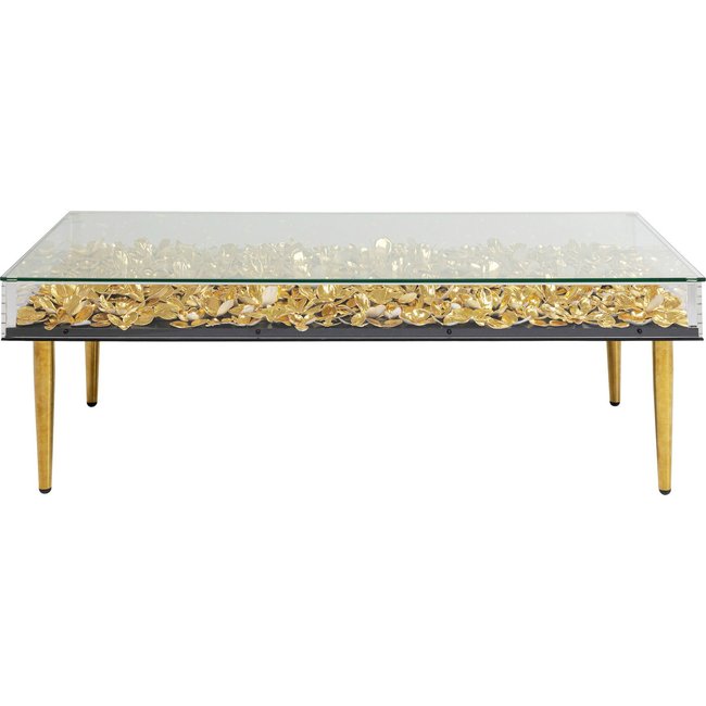 Table basse fleurs dorées 3D 120x60cm Couleur or <span itemprop=