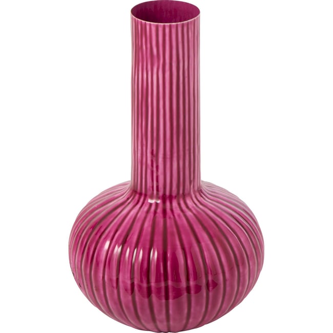 Vase en métal strié Couleur fuchsia <span itemprop=