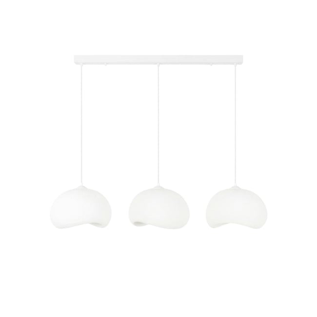 Suspension table à manger blanche 3 lampes 110 cm NOXIS Couleur blanc <span itemprop=