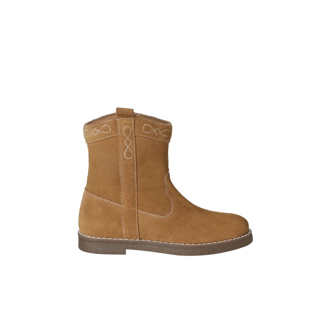 Boots cuir zippées marron <span itemprop=
