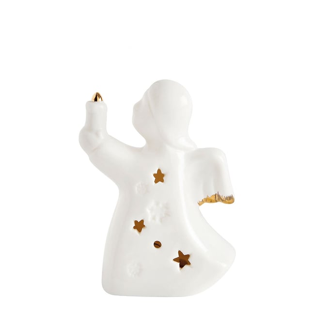 Ange décoratif avec bougie LED petit modèle Couleur blanc <span itemprop=