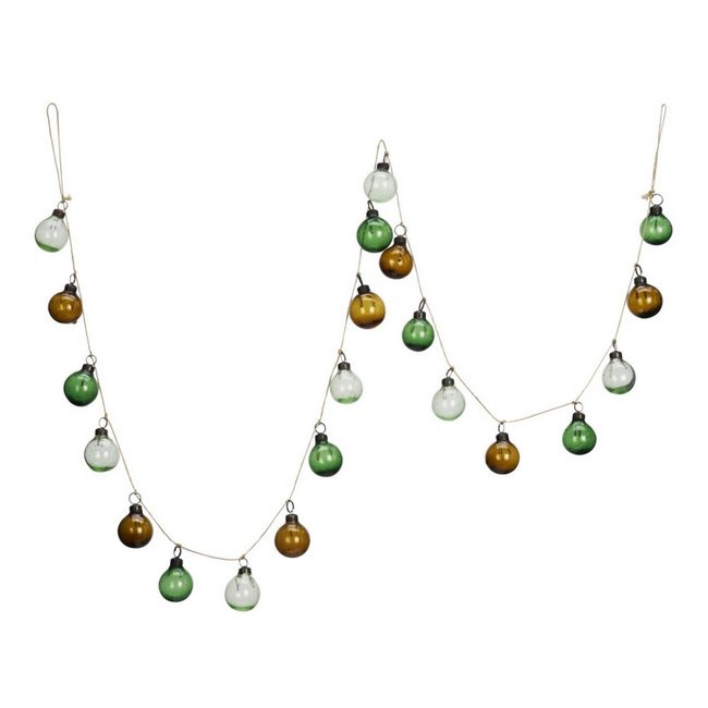 Guirlande boules verre recyclé décorative Couleur vert <span itemprop=