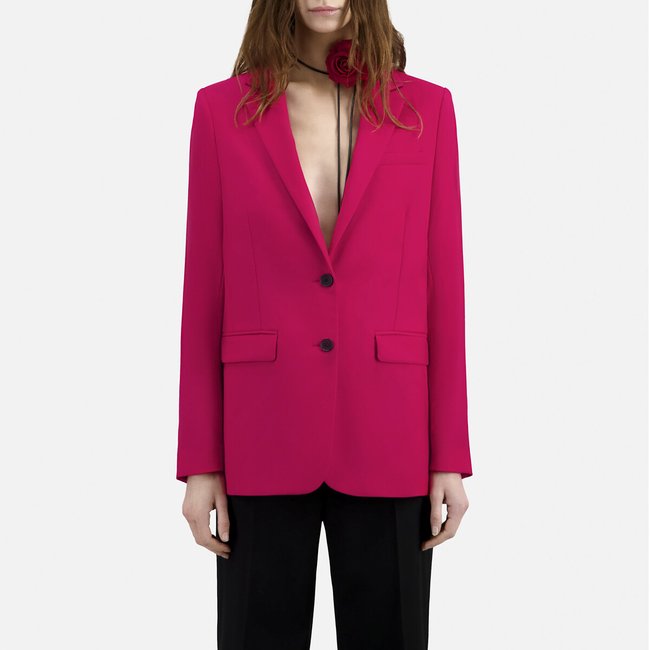 Blazer aus reiner Wolle, einreihig zu knöpfen kirschrot <span itemprop=