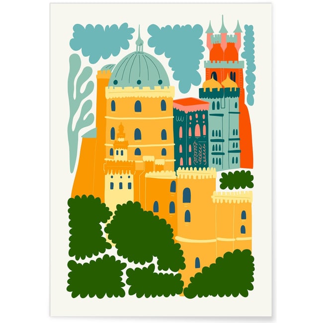 Affiche Portugal Palais national de Pena Couleur blanc <span itemprop=