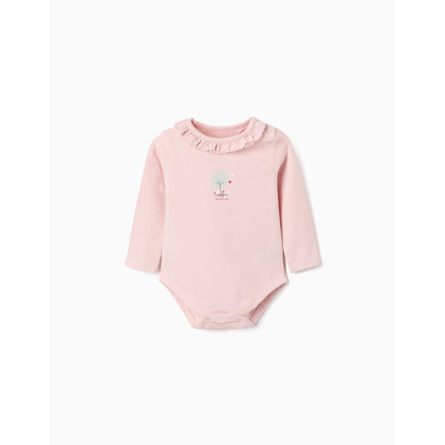 Body à manches longues avec imprimé et volants rose <span itemprop=