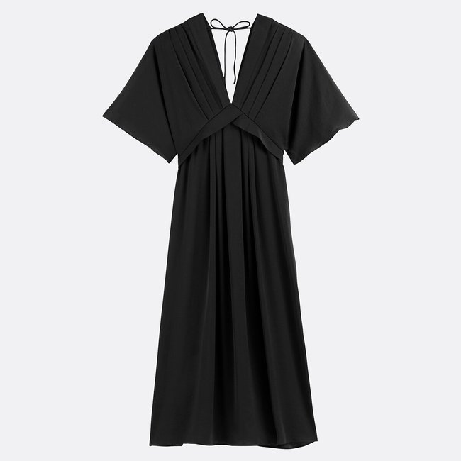 Abito lungo svasato, scollo a V, maniche al gomito - LA REDOUTE COLLECTIONS