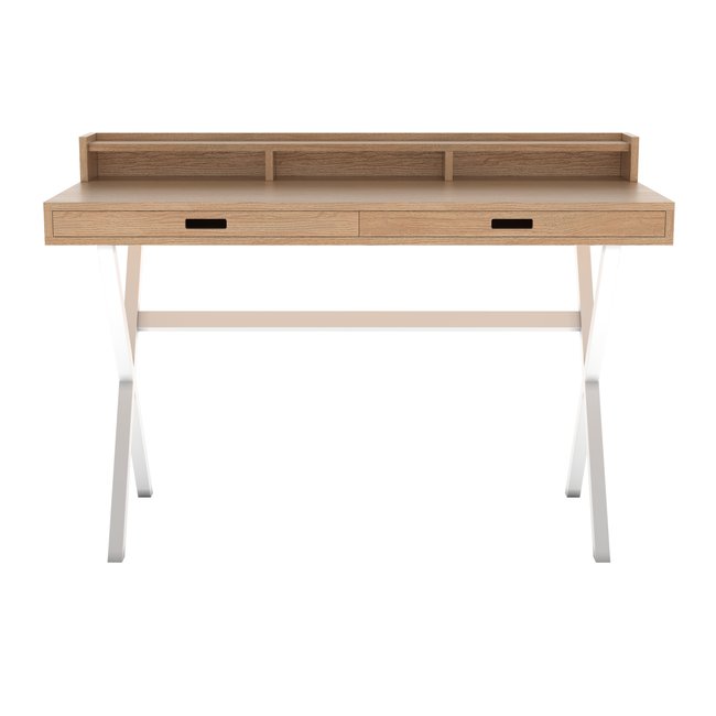 Bureau en chêne et métal coloré, HYPPOLITE Couleur chêne, blanc <span itemprop=
