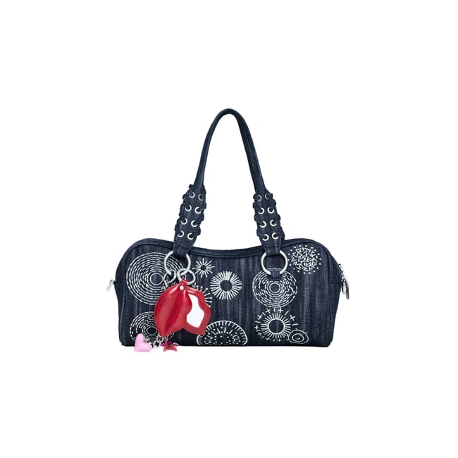 Sac brodé moyen bleu <span itemprop=