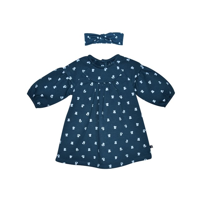Robe bandeau marcie molleton manches longues bleu <span itemprop=