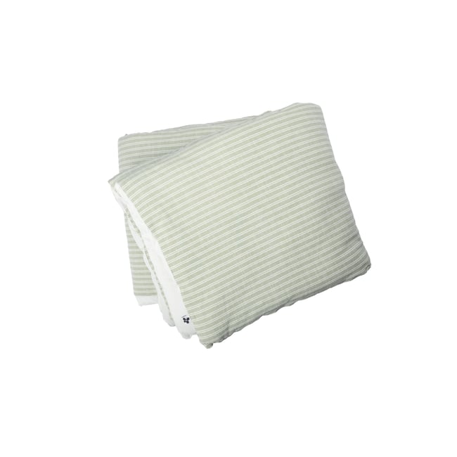 Bout de lit texturé coton et percale Teo vert <span itemprop=