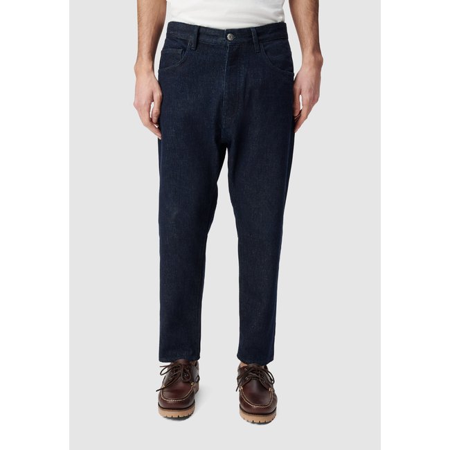 Jean gaucho brut cropped marine fonce <span itemprop=