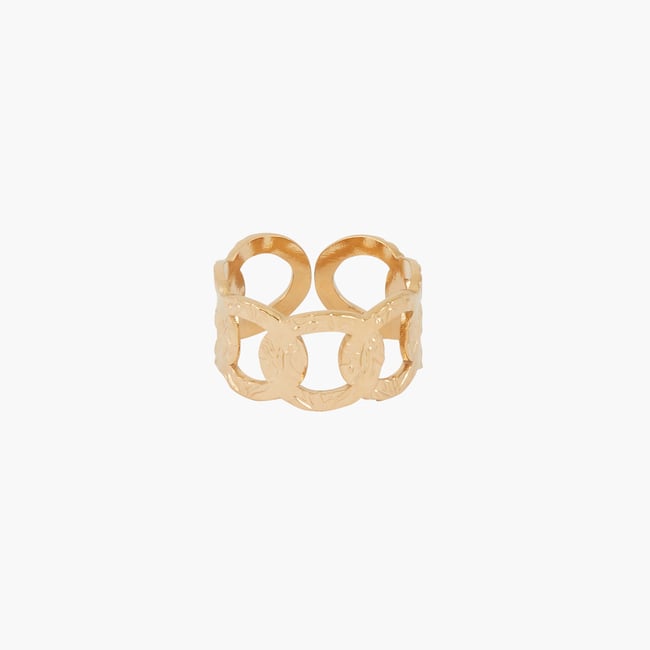 Bague effet chaîne Acier Inoxydable doré doré <span itemprop=