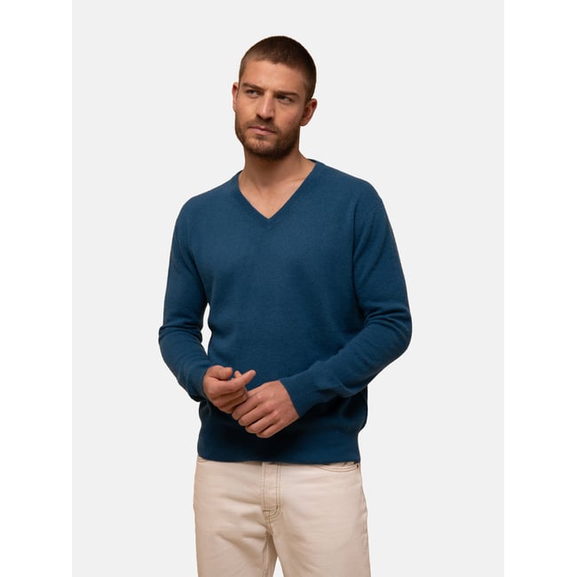 Pull Col V  Paon Walt bleu vert <span itemprop=