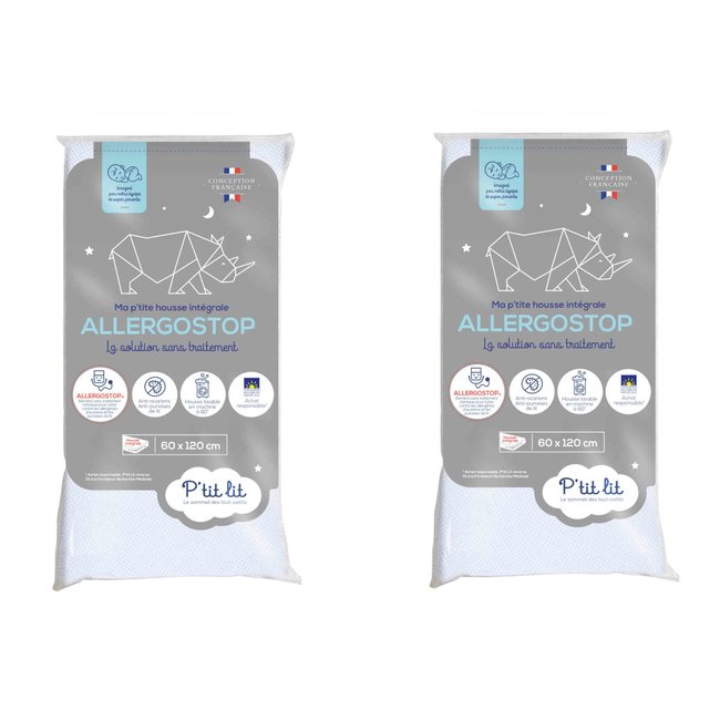 Protège matelas ALLERGOSTOP (lot de 2) Couleur blanc <span itemprop=