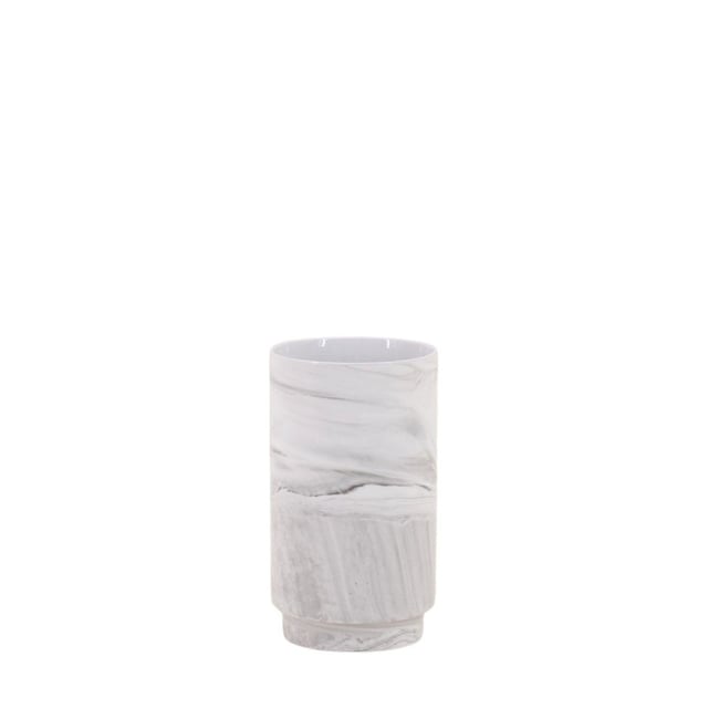 Vase en céramique effet marbre, H15cm Couleur blanc <span itemprop=