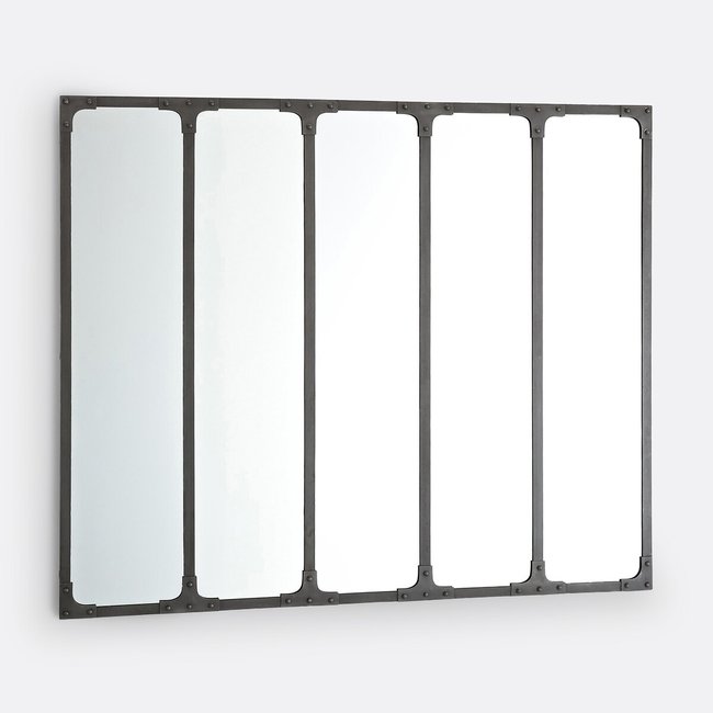 Lenaig Industrial Iron Mirror, 144 X 120cm, brushed metal, LA REDOUTE INTERIEURS