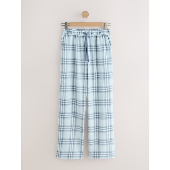 Bas de pyjama en flanelle carreaux bleus <span itemprop=