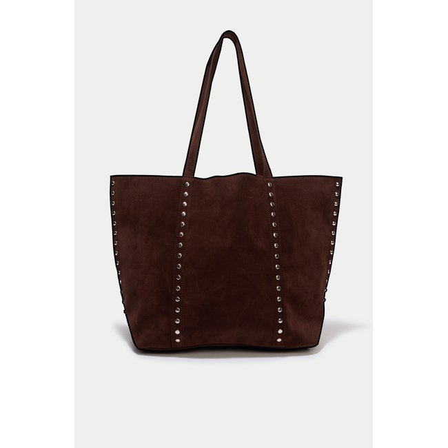 Sac aspect daim détails cloutés marron <span itemprop=