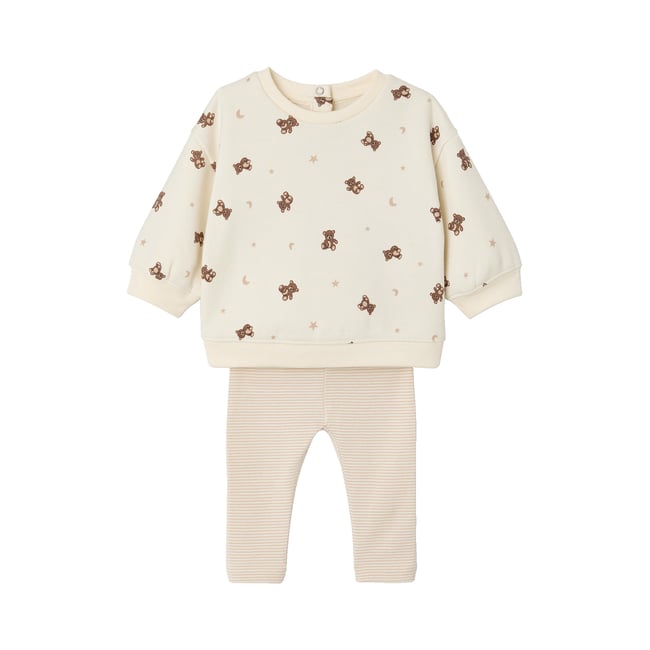 Ensemble sweat et pantalon écru <span itemprop=