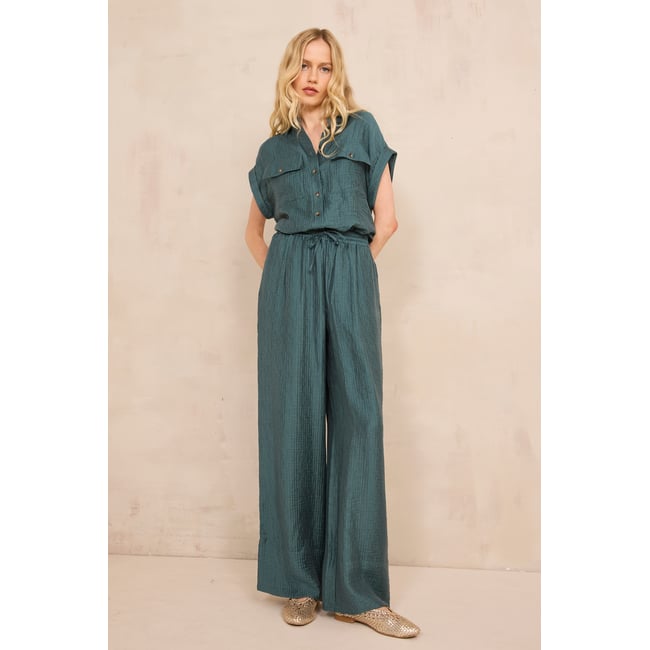 Pantalon fluide et large PRINCE petrole <span itemprop=
