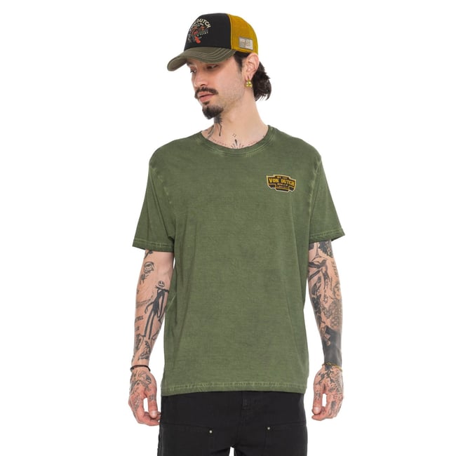 Tee shirt coton CATLIF kaki/noir/orange <span itemprop=
