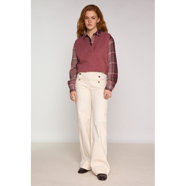 Pull sans manches en laine ARISTIDE bois de rose <span itemprop=
