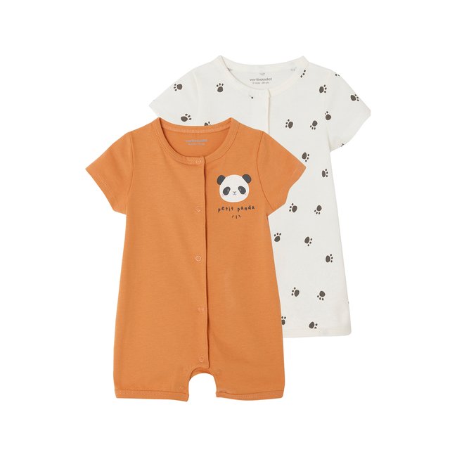 Lot de 2 combi-shorts naissance orange <span itemprop=
