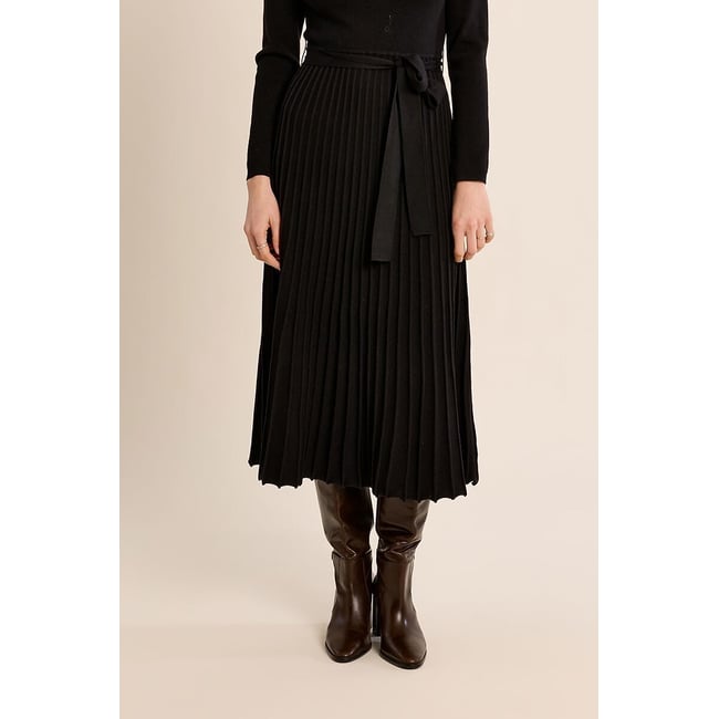 Abito lungo in maglia con cintura nero  MOLLY BRACKEN