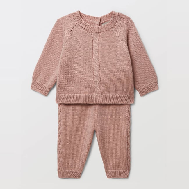 Ensemble pull et pantalon en tricot contenant de la laine misty <span itemprop=