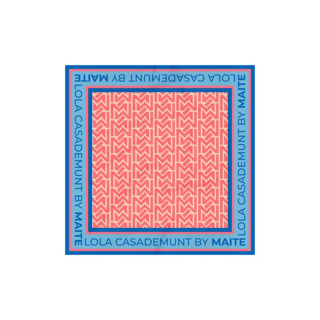Foulard carré imprimé monogramme rouge <span itemprop=