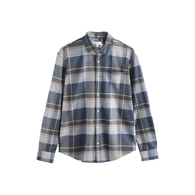 Chemise en jersey à manches longues/carreaux bleu <span itemprop=
