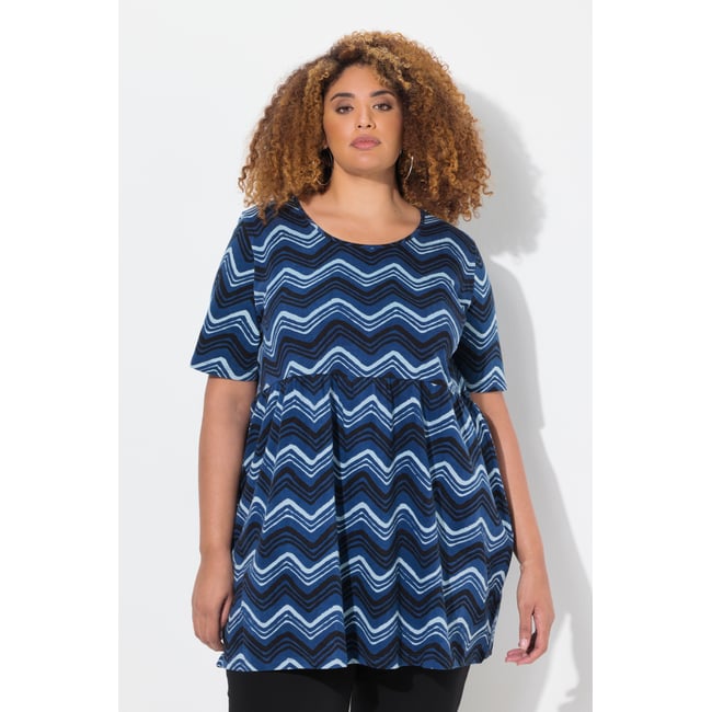 T-shirt long coupe évasée, motif chevrons - ULLA POPKEN