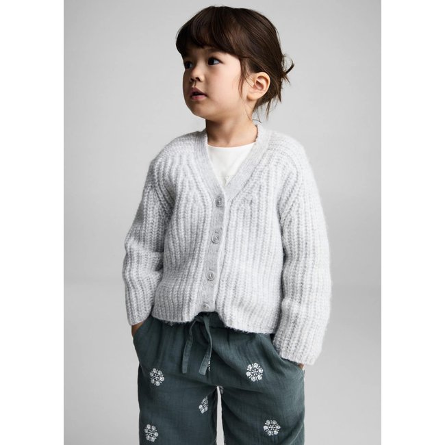 Pantalon coton brodé vert <span itemprop=