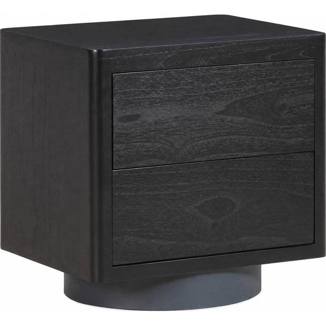 Table de chevet en cèdre et métal Couleur noir et gris <span itemprop=