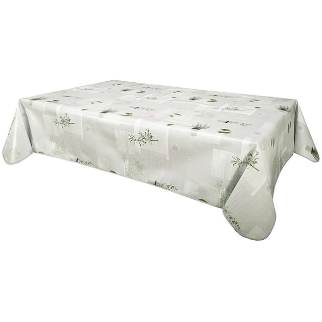 Nappe en toile cirée rectangulaire Aromatic ecru <span itemprop=