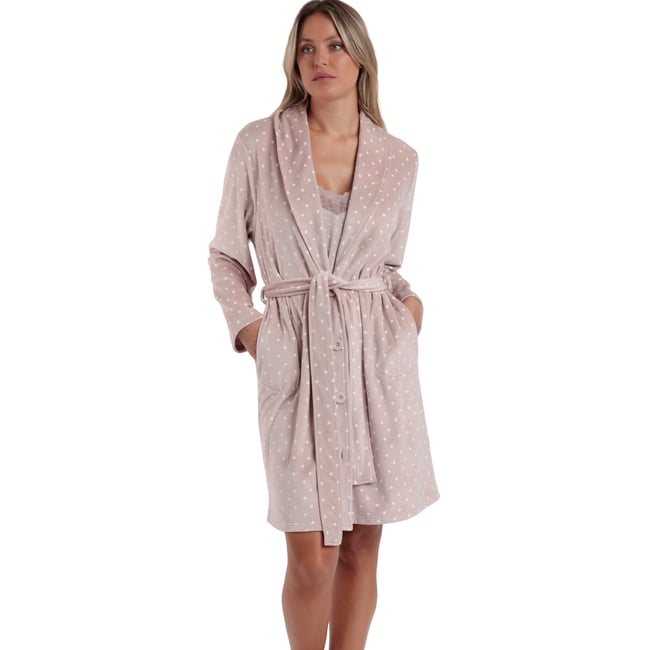 Robe de chambre Dots Lace gris <span itemprop=