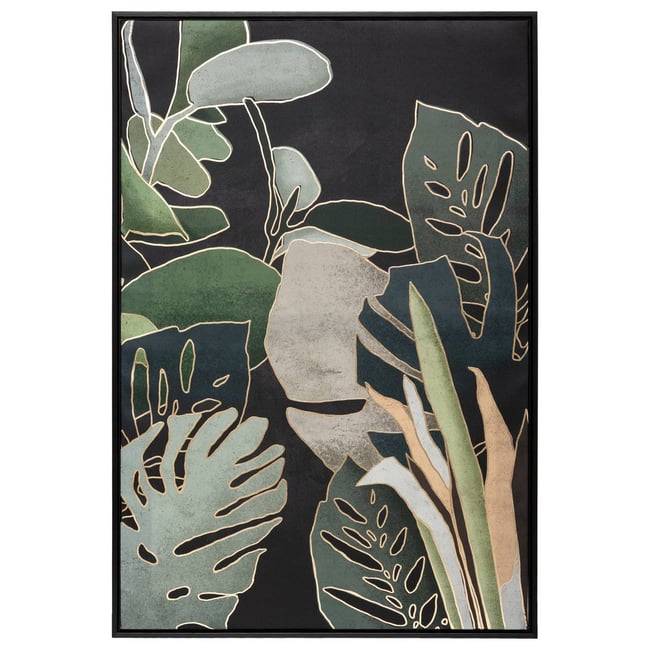 Toile imprimée encadrée motif jungle EMMA Couleur multicolore <span itemprop=