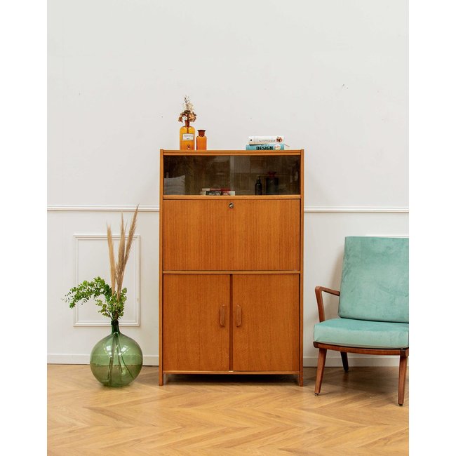 Grand secrétaire en chêne Honoré N°53 - Bon état Couleur bois <span itemprop=