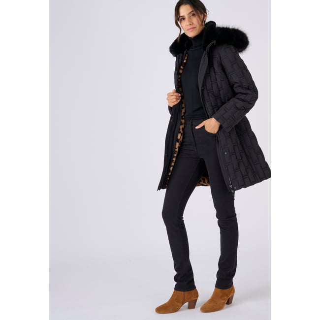 Parka matelassée fantaisie noir <span itemprop=